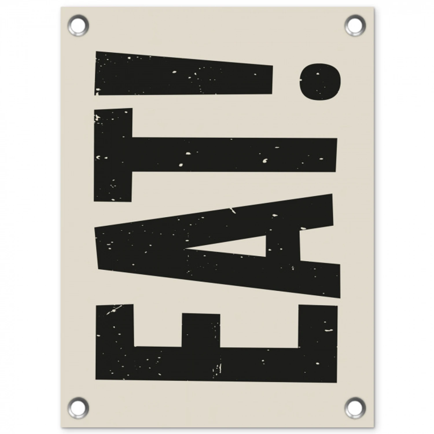 Eten - zwart - Japandi - Wit tuinposter los doek klein -3d