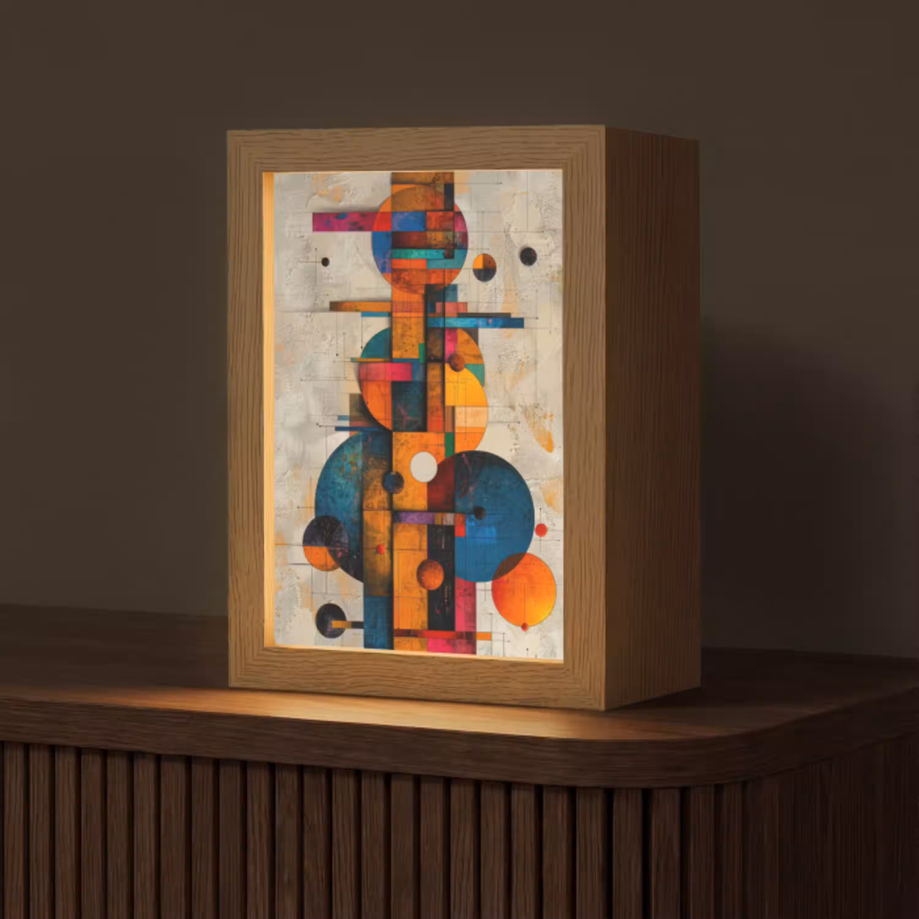 Kunst - Kleurrijk - Modern - Vormen Light Box met kabel (Tafellamp) klein -z3d_website