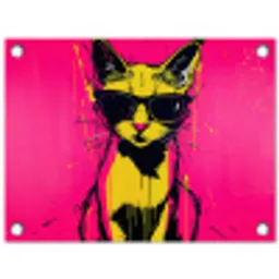 Kat - Art - Zonnebril - Roze tuinposter los doek klein -3d