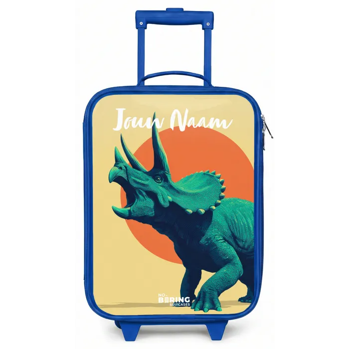 Dino - Triceratops  - Dier Kinderkoffer - Blauw klein -zz3dotto