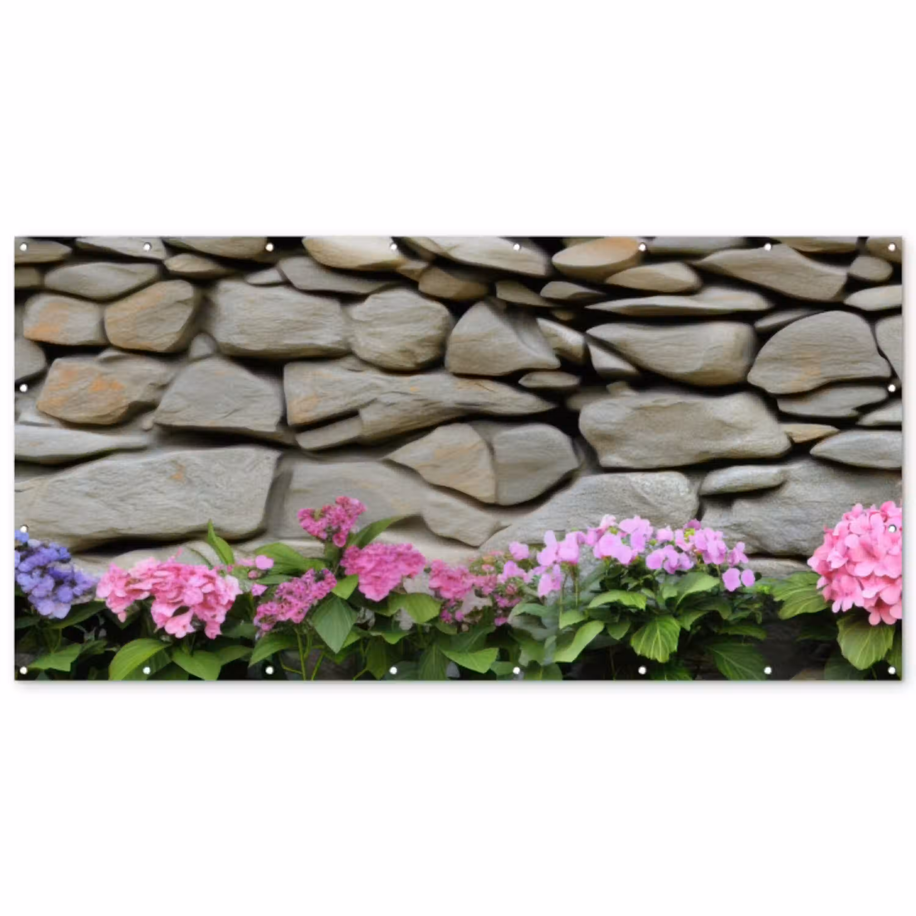 Hortensia’s - Stenen - Muur - Bloemen Balkonbeschermer Duitsland klein -zz_3d