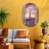 Doorkijk - Parijs - Eiffeltoren - Roze - Kersenbloesem Wandcirkel Ovaal Glas middel -sfeer4