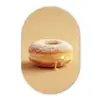 Donut - Romig - Poedersuiker - Beige Wandcirkel Ovaal Glas middel -3d
