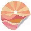 Bergen - Abstract - Zonnestralen - Roze Wandcirkel behangsticker klein -3d
