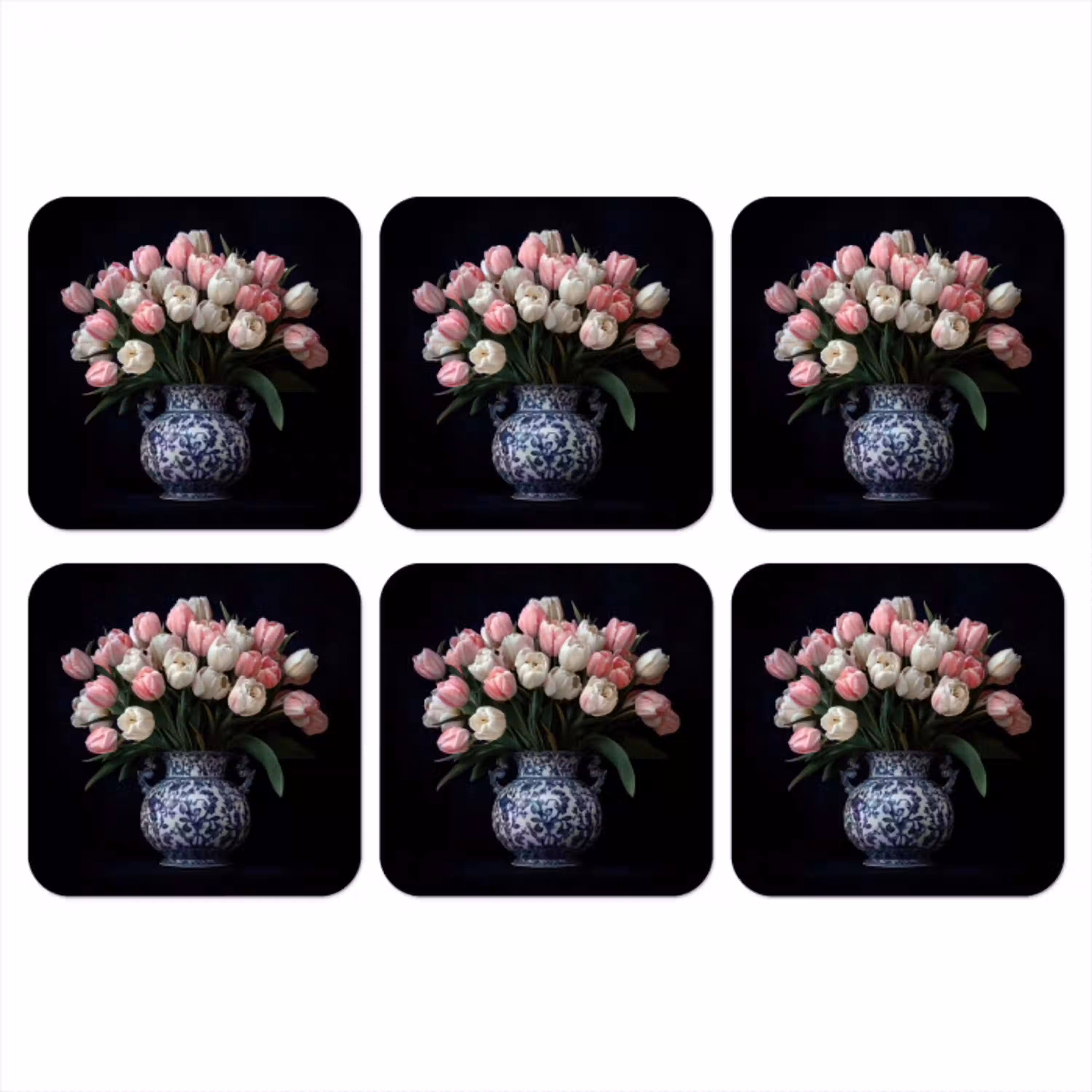 Bloemen - Roze - Tulpen - Vaas onderzetter kurk middel -3d