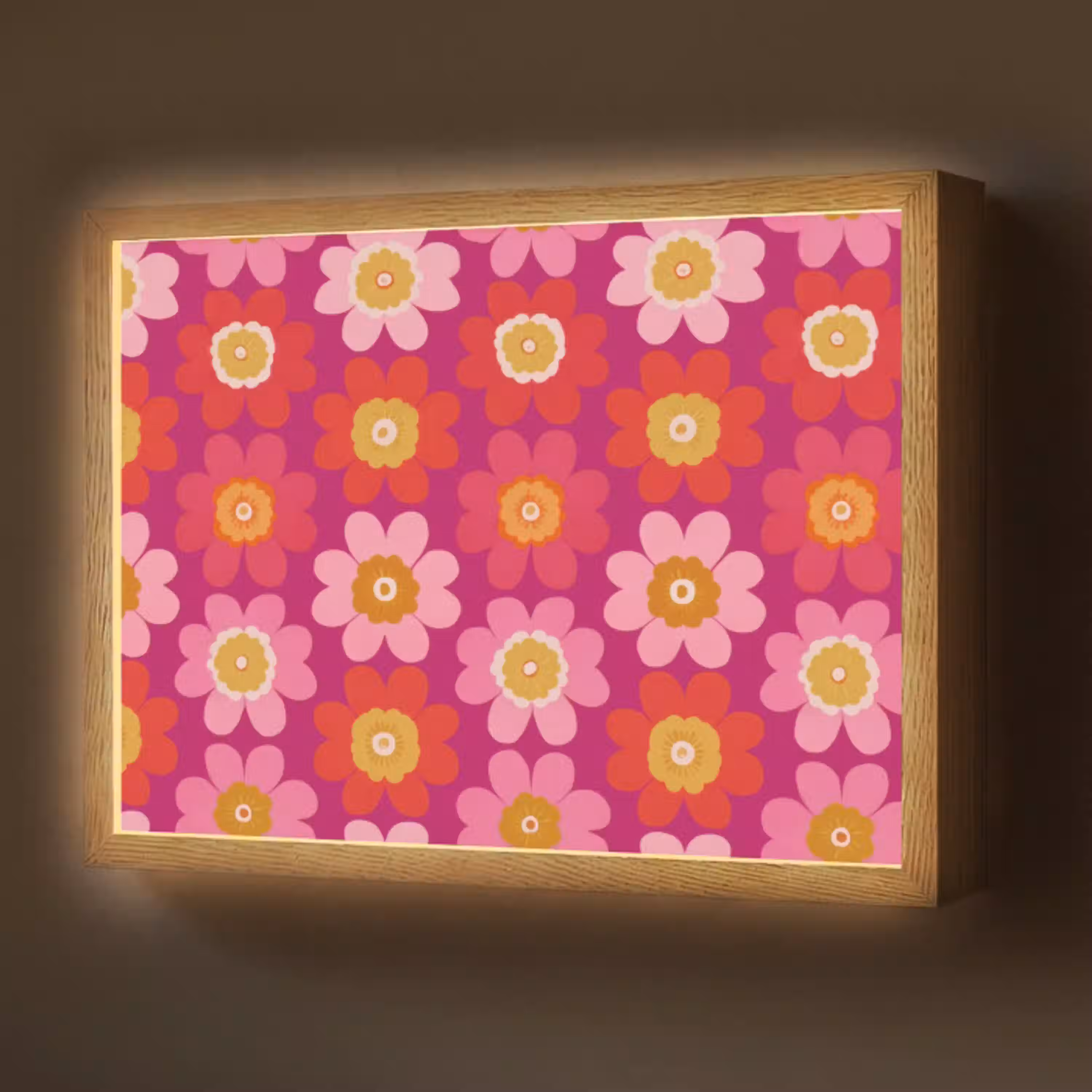 Bloemen - Retro - Kleurrijk Light Box met batterij (Wandlamp) middel 907 -z3d_website