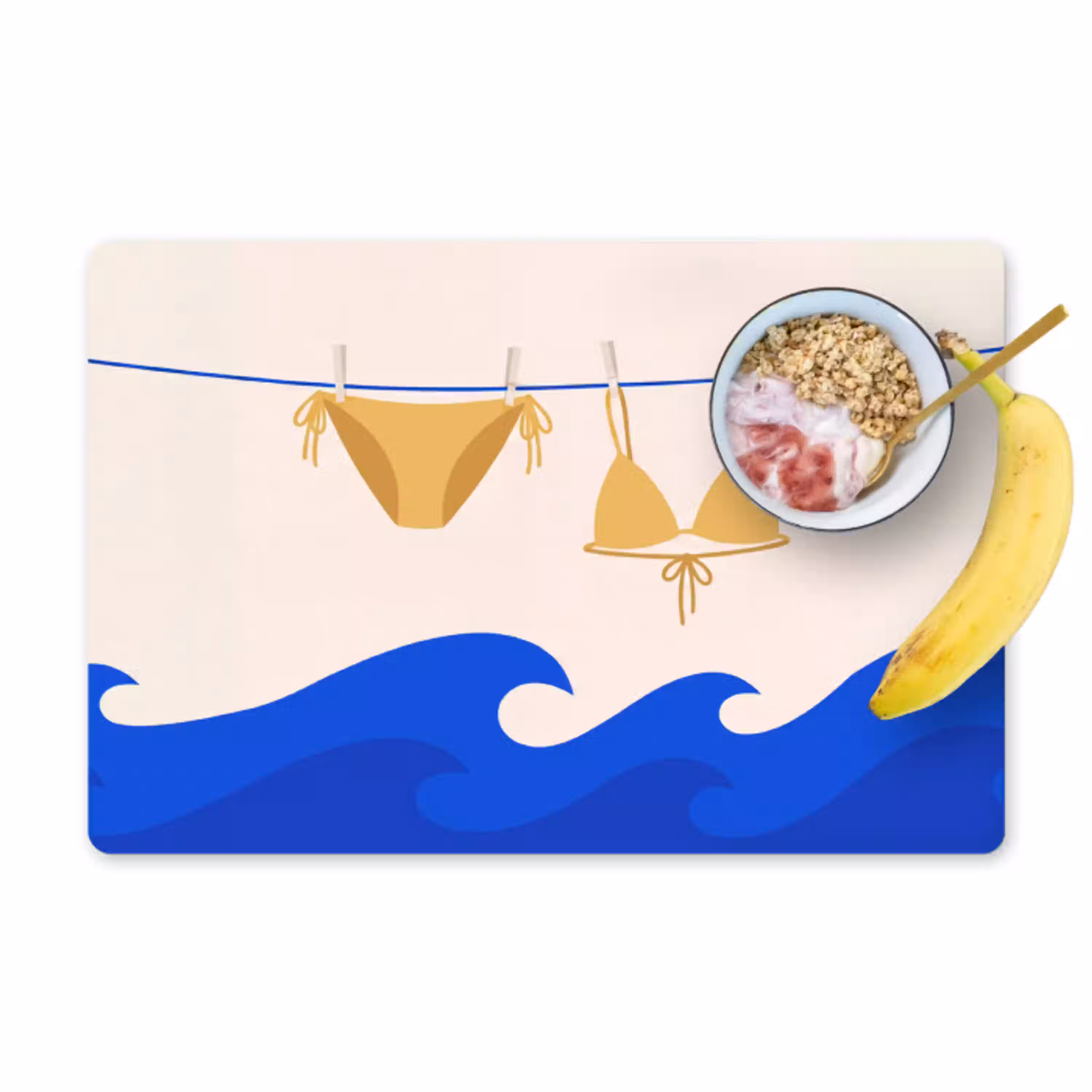 Zwemkleding - Zee - Zomer - Illustratie - Geel Placemat vinyl groot -zzzproduct_Kitchenyeah-website