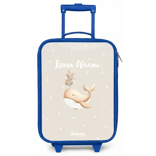 Beige walvis in bloemenzee Kinderkoffer - Blauw klein -zz3dotto