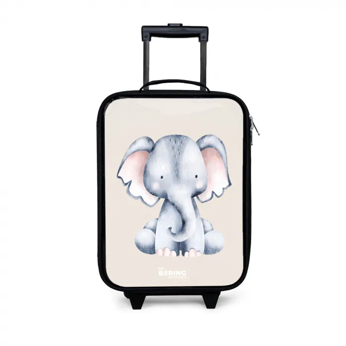 Olifant tekening tegen een beige achtergrond Kinderkoffer - Zwart klein -3d
