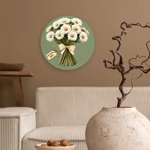 Lint - Boeket - Groen - Quote Wandcirkel kunststof plaat 5mm dik klein -sfeer1