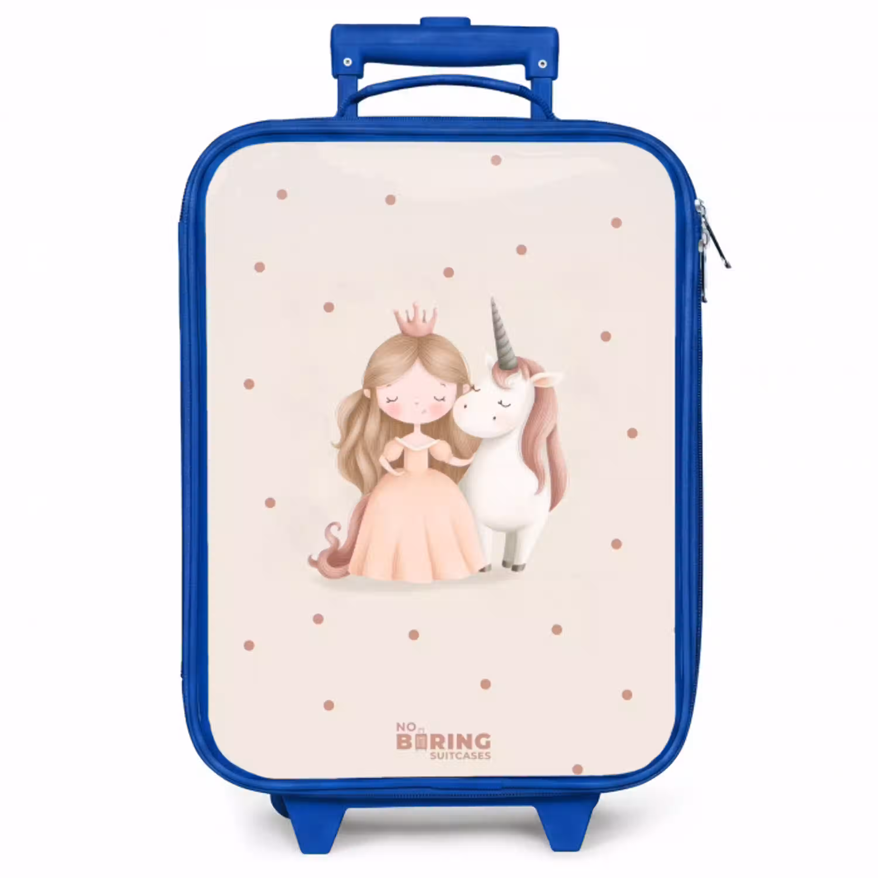 Prinses en een eenhoorn in pastel kleuren Kinderkoffer - Blauw klein -zzz_website3d