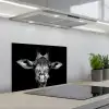 Giraffe - Portret - Dieren - Zwart - Wit keuken achterwand spatscherm klein -3d_schuin