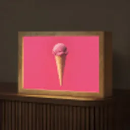 Schepijs - Roze - Hoorntje Light Box met kabel (Tafellamp) klein -z3d_website