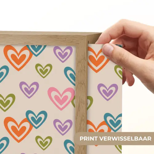 Kleurrijk - Hartjes - Patroon - Beige Light Box met batterij (Wandlamp) middel 907 -USP_websiteprintNL