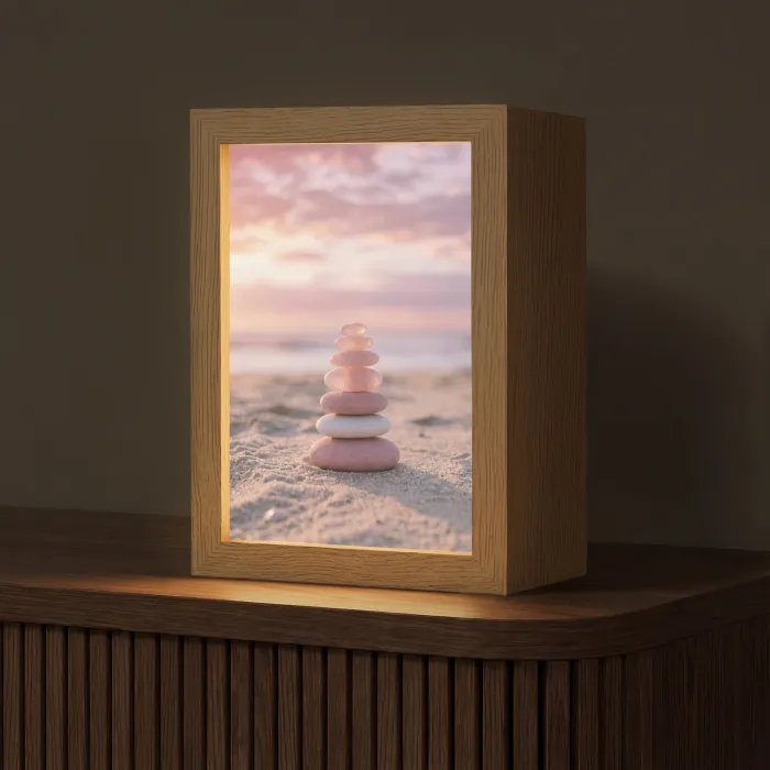 Stenen - Zand - Roze Light Box met kabel (Tafellamp) klein -z3d_website