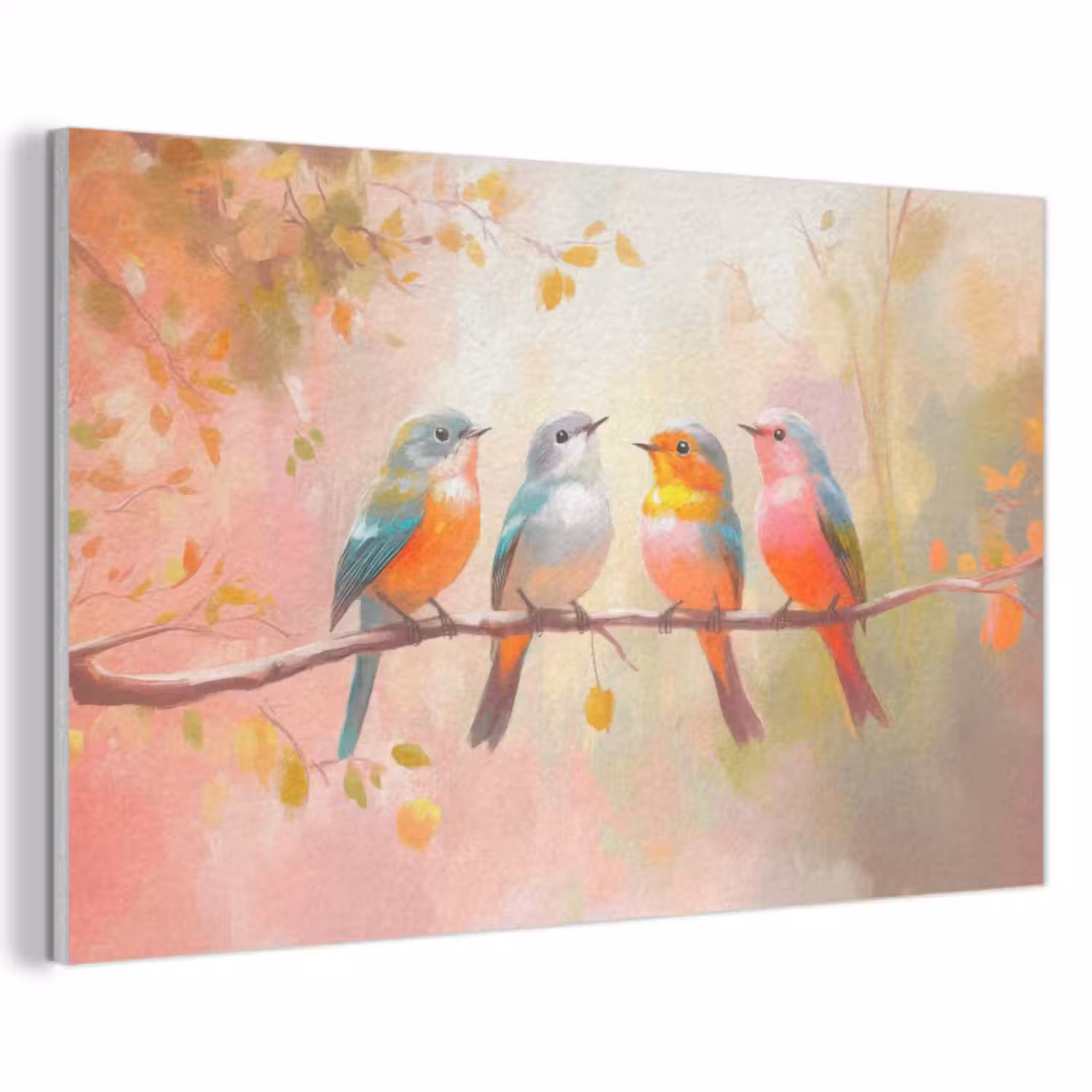 Akoestisch schilderij - Vogels - Kleurrijk - Tak