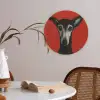 Windhond - Minimalistisch - Rood Akoestische PET Vilt - Rond klein -sfeer3