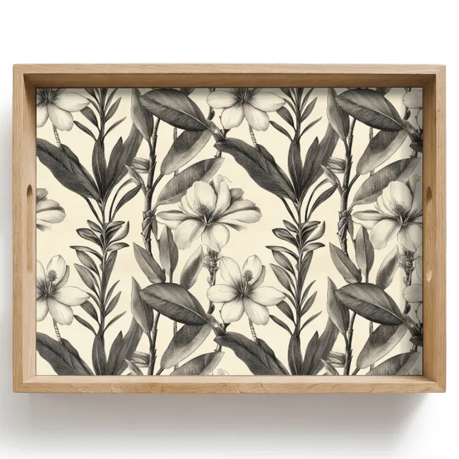 Dienblad - Klassiek - Botanisch - Zwart - Beige
