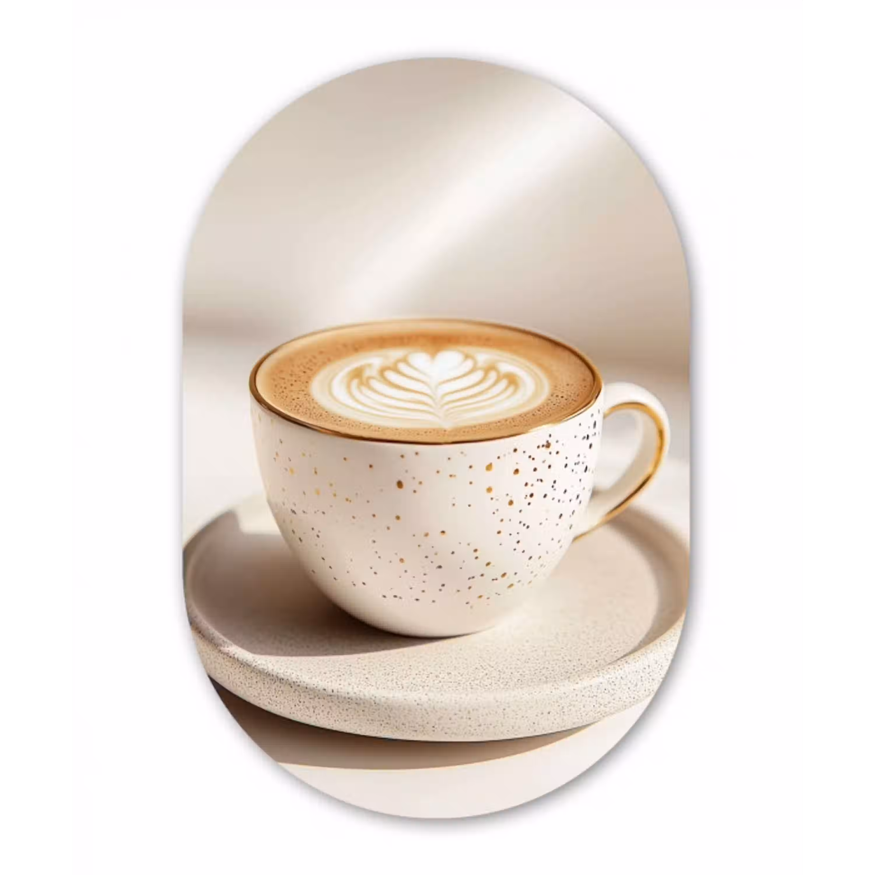 Cappuccino - Schuim - Schotel - Beige Wandcirkel Ovaal Glas middel -3d