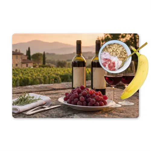 Wijn - Glazen - Druiven - Wijngaard Placemat vinyl groot -zzzproduct_Kitchenyeah-website