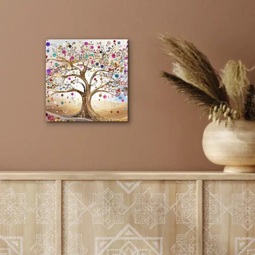 Levensboom - Goud - Kleurrijk - Abstract - Aesthetic aluminium wit klein -sfeer4