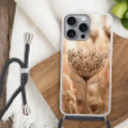 Schermbloem - Droogbloem - Winter - Beige - Minimalistisch Hoesje iPhone 16 Pro Max met koord klein -sfeer4