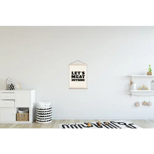 Tekst - Blokletters - Zwart - Vlees textielposter latten blank klein -kinderkamer