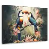 Toekan - Vogels - Bloemen - Natuur - Jungle Textielframe zwart klein -3d
