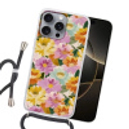 Lelies - Aquarel - Pastel Hoesje iPhone 16 Pro Max met koord klein 804 -sfeer1