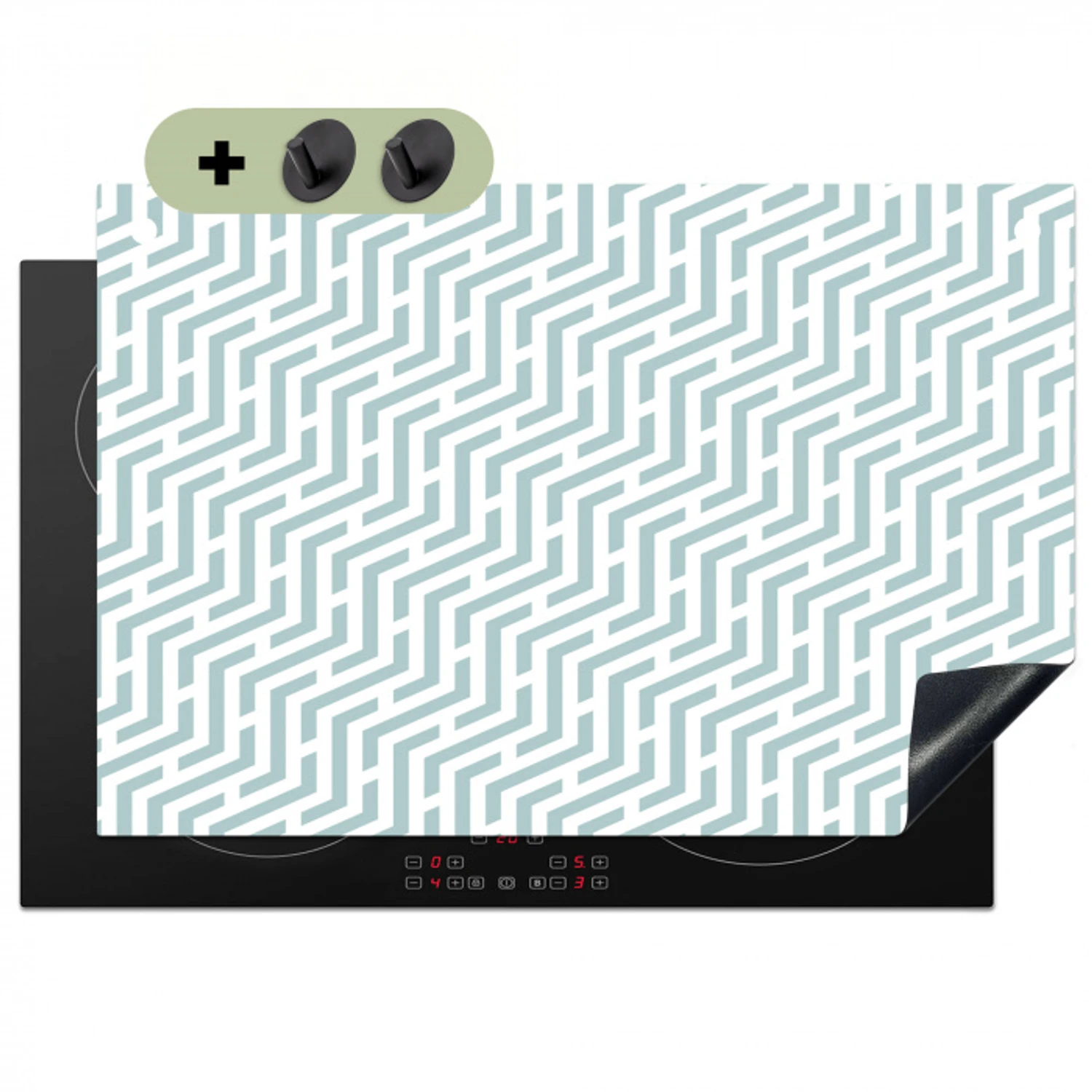 Design - Geometrie - Patroon - Groen Inductie beschemer met haakjes klein 777 -3d