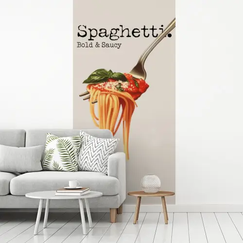 Spaghetti - tomatensaus - Parmezaanse kaas fotobehang vinyl groot -woonkamer