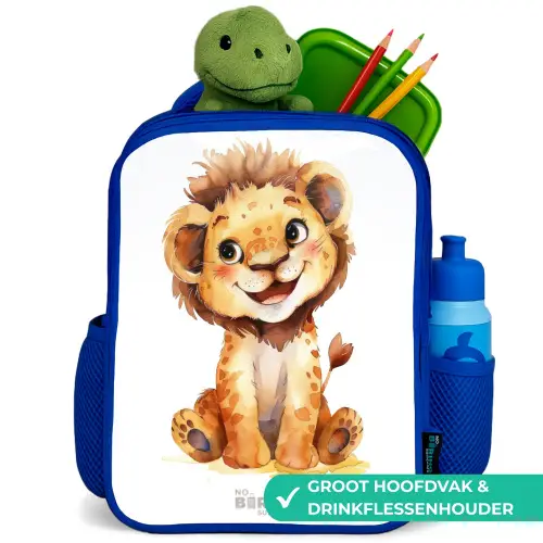 Baby leeuw Kinderrugzak - Blauw middel -inhoud_NL
