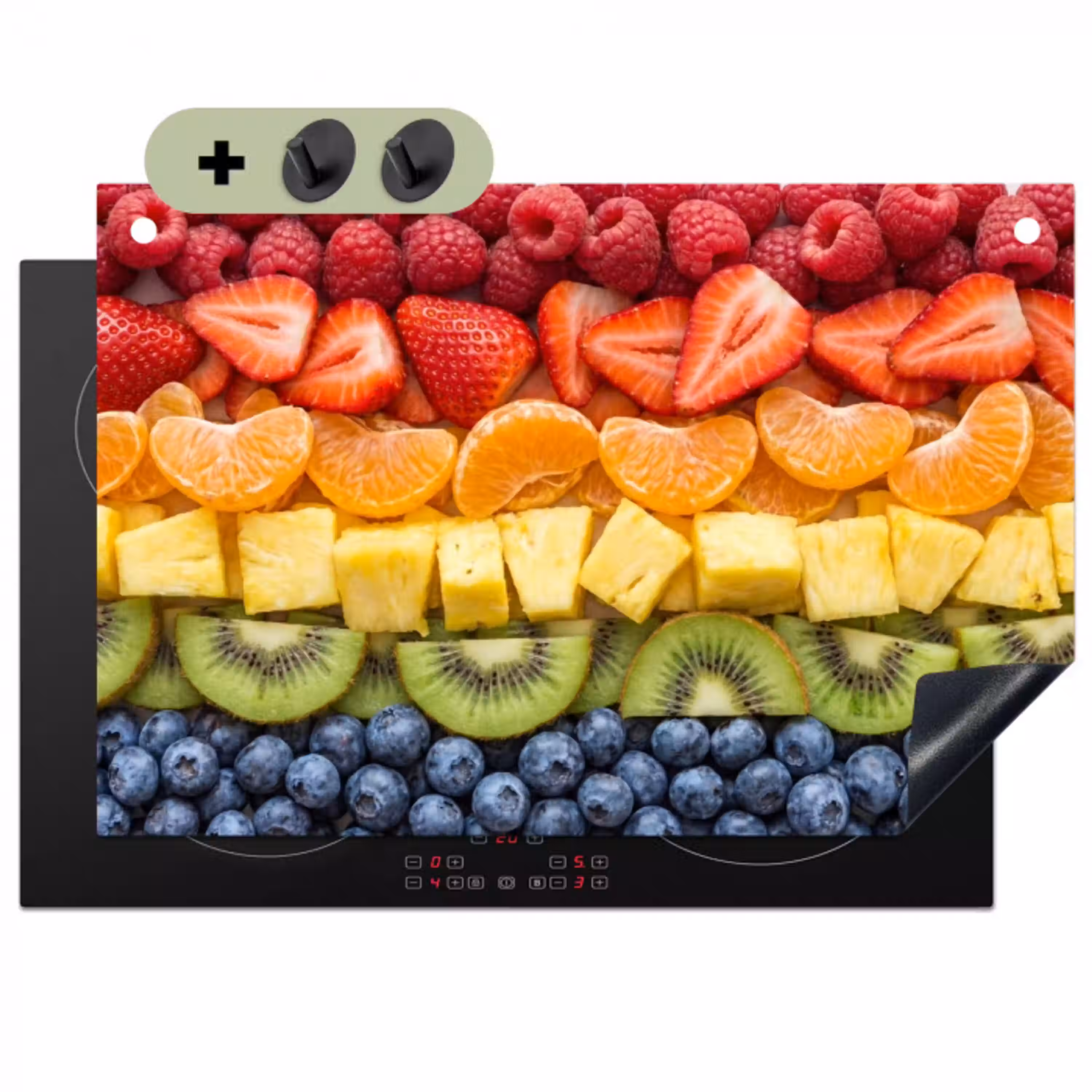 Fruit - Regenboog - Gezond - Kleurrijk Inductie beschemer met haakjes klein -3d