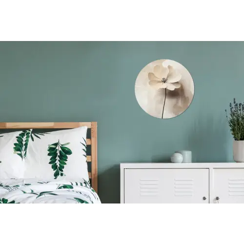 Bloem - Beige - Verf - Schaduw Wandcirkel aluminium klein -slaapkamer