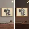 Zwart - Bladeren - Strepen - Minimalistisch Light Box met batterij (Wandlamp) middel -sfeer3