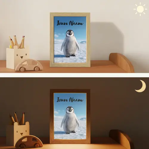 Pinguïn - Sneeuw - Landschap - Wit Light Box met kabel (Kinderlampje) klein -sfeer3_kind