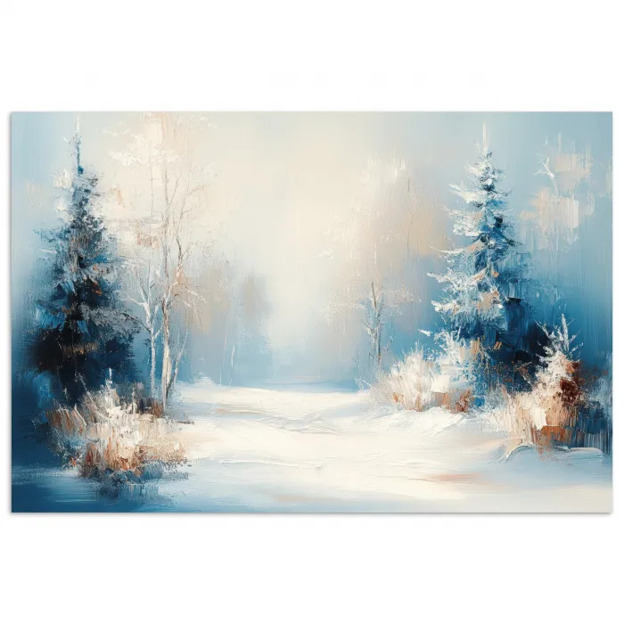 Bos - Winter - Natuur - Abstract - Sneeuw poster papier klein -3d