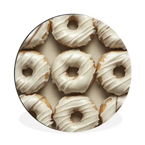 Donuts - Chocolade - Wit - Beige Wandcirkel aluminium klein -3d