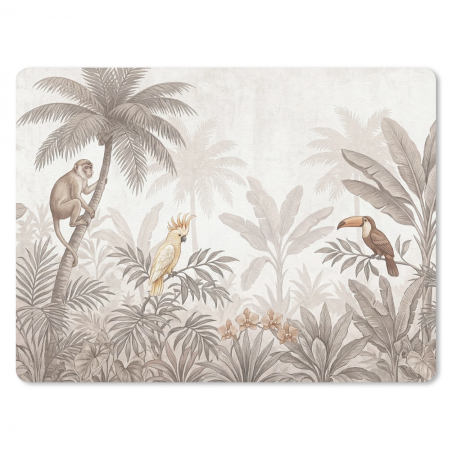 Jungle - Dieren - Palmbomen muismat rubber klein -3d