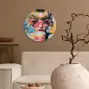 Zonnebril - Vrouw - Kleurrijk - Verfspetters Wandcirkel kunststof plaat 5mm dik klein -sfeer1