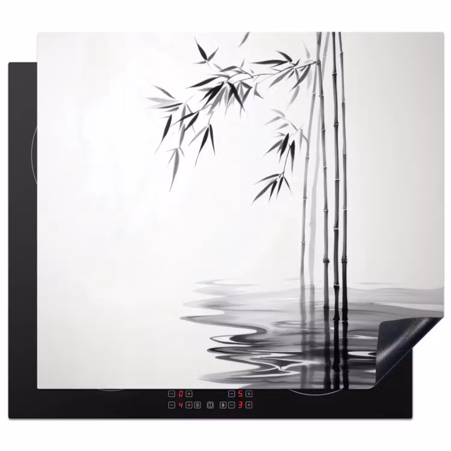Inductie beschermer - Bamboestammen - Water - Minimalistisch - Wit