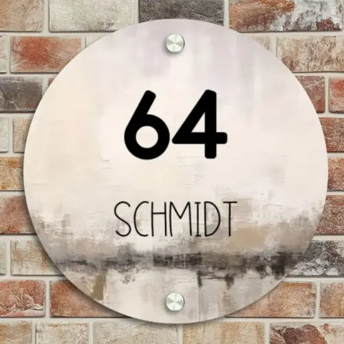 Geschilderd - Modern Naambord Rond klein -sfeer2