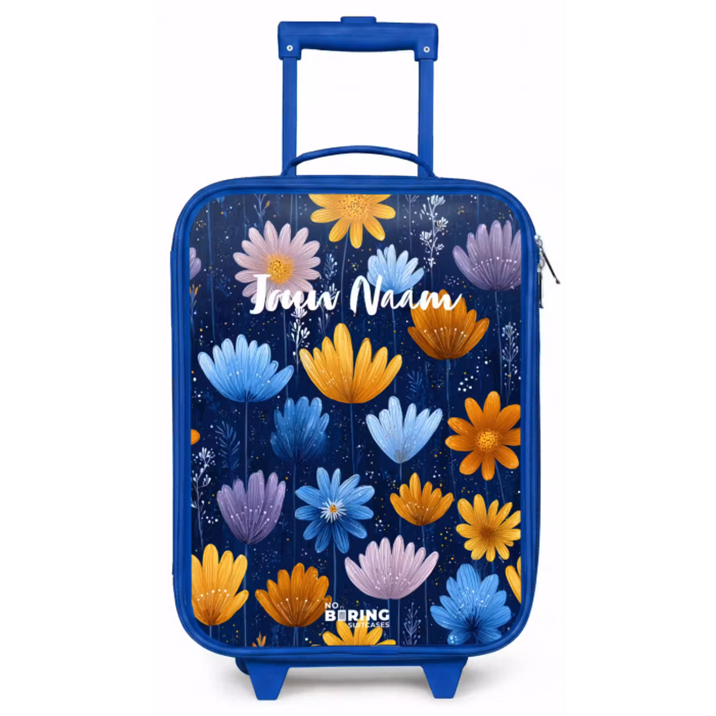 Bloemen op een donkerblauwe achtergrond Kinderkoffer - Blauw klein -zz3dotto