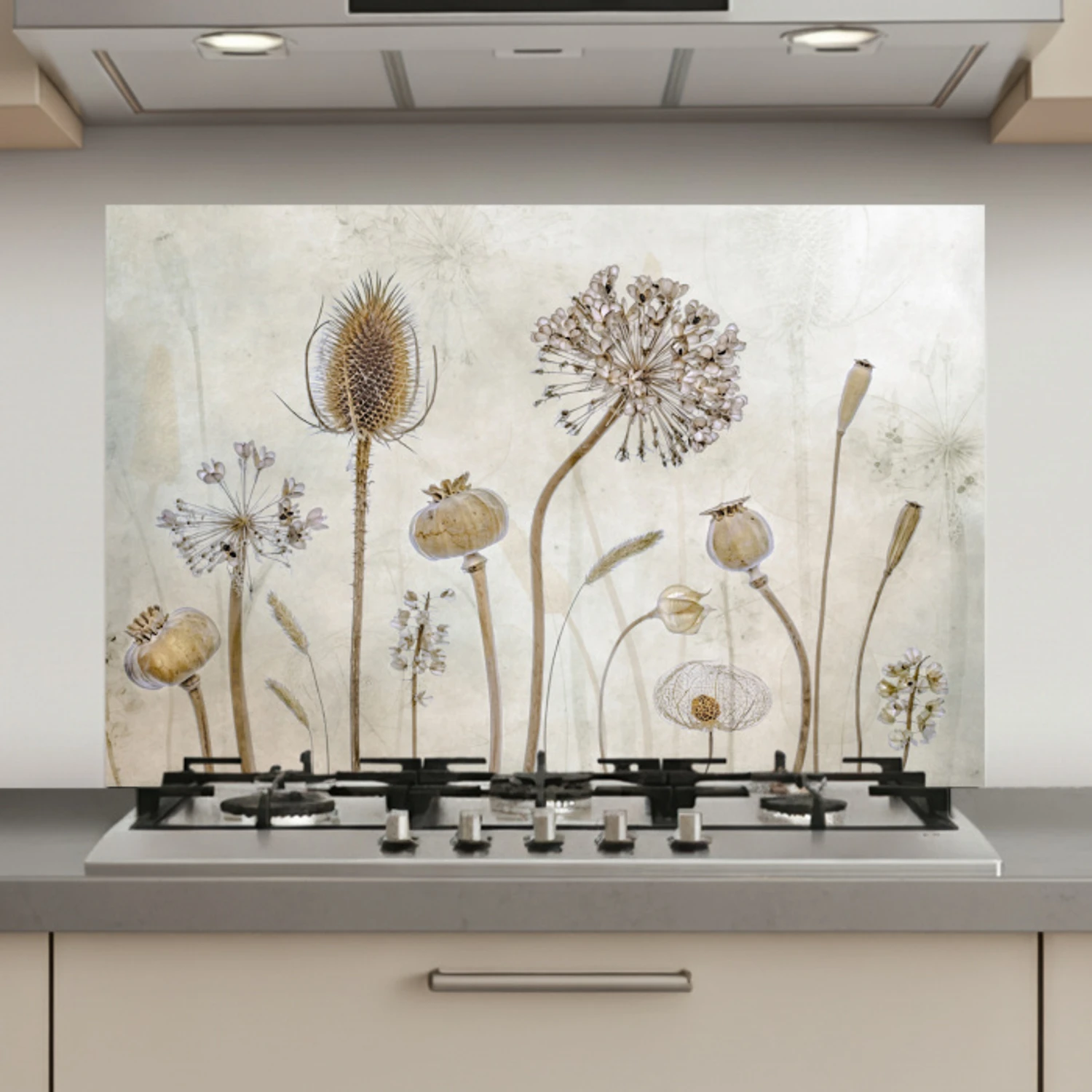 Bloemen - Waterverf - Stilleven - Bruin - Vintage keuken achterwand spatscherm klein -3d_website