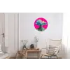 Man - Pak - Wolk - Roze Wandcirkel aluminium klein -woonkamer