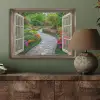 Doorkijk - Bloemen - Tuinpad - Natuur - Raam PET vilt klein -sfeer2