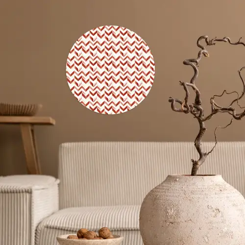 Strepen - Rood - Wit - Patroon Wandcirkel behangsticker klein 186 -sfeer1