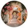 Doorkijk - Boog - Bloemen - Pastel Wandcirkel plexiglas klein -3d