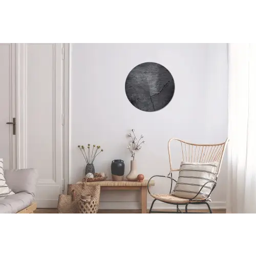 Beton - Zwart - Scheur Wandcirkel aluminium klein -woonkamer