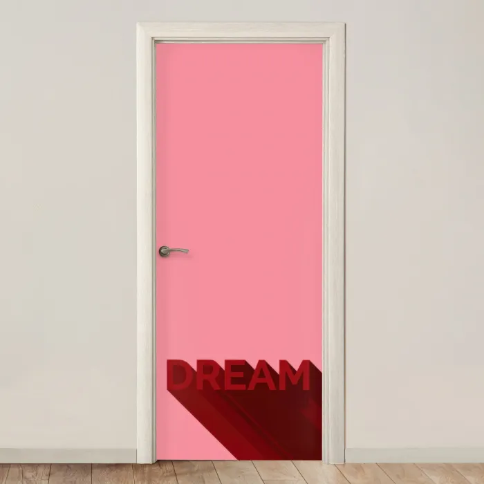 Dream - 3D - Rood - Roze deurposter klein -3d_beige